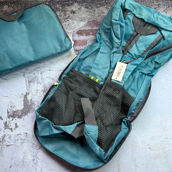 Bags Aqua Blue Packable Backpack Folds Into Small Pouch Whandle